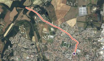 Vue aérienne de la balade « Accès depuis Colomiers » avec son tracé