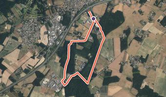 Vue aérienne de la balade « Ballan-Miré Sentier de Bois Gibert » avec son tracé