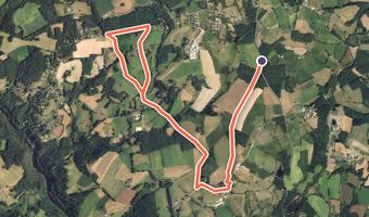 Vue aérienne de la balade « Chemin de Caux-La Mazière » avec son tracé