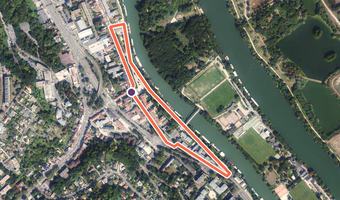 Vue aérienne de la balade « Chemin des Impressionnistes au Port-Marly » avec son tracé