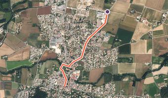Vue aérienne de la balade « Chemin village-collège piéton » avec son tracé