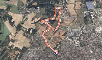 Vue aérienne de la balade « Circuit de la Combe Souillot » avec son tracé