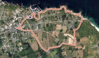 Vue aérienne de la balade « Circuit de Port Mélite/Le Mené » avec son tracé