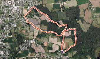 Vue aérienne de la balade « Circuit des Alignements d'Erdeven » avec son tracé