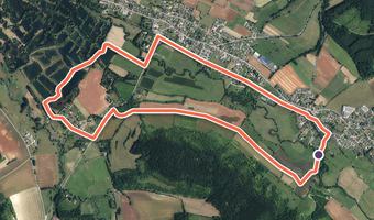 Vue aérienne de la balade « Circuit des Etangs » avec son tracé