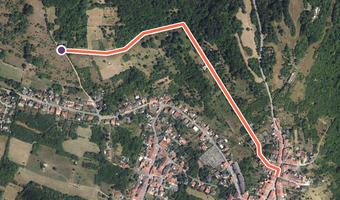 Vue aérienne de la balade « Circuit des vergers » avec son tracé