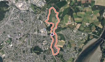 Vue aérienne de la balade « Circuit du marais de la Goden » avec son tracé