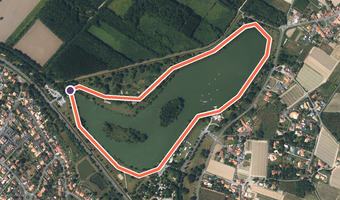 Vue aérienne de la balade « Circuit du Plan d'Eau du Chêne » avec son tracé