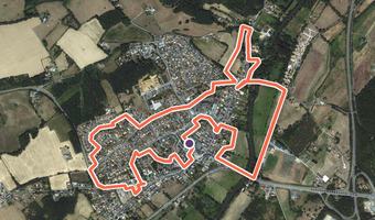 Vue aérienne de la balade « Circuit patrimoine » avec son tracé