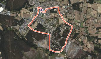 Vue aérienne de la balade « Circuit rouge » avec son tracé