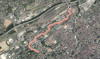 Vue aérienne de la balade « De tram à tram entre Dornach et Bourtzwiller » avec son tracé