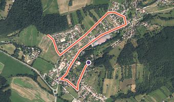 Vue aérienne de la balade « Le circuit du patrimoine de Thanvillé » avec son tracé
