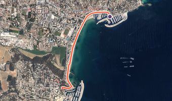 Vue aérienne de la balade « Le sentier du Littoral - Bormes » avec son tracé