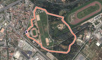 Vue aérienne de la balade « Le stade du Rhône » avec son tracé