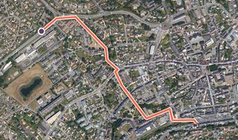 Vue aérienne de la balade « Ligne 23 Piétonne vers Maison Blanche » avec son tracé