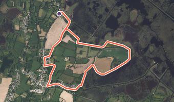 Vue aérienne de la balade « Marais et Bocage » avec son tracé