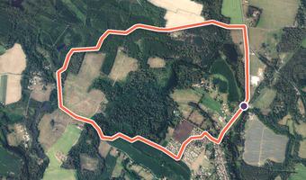 Vue aérienne de la balade « Petite Randonnée Villeneuve » avec son tracé