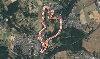 Vue aérienne de la balade « Sentier entre deux villages - La Membrolle-sur-Choisille » avec son tracé